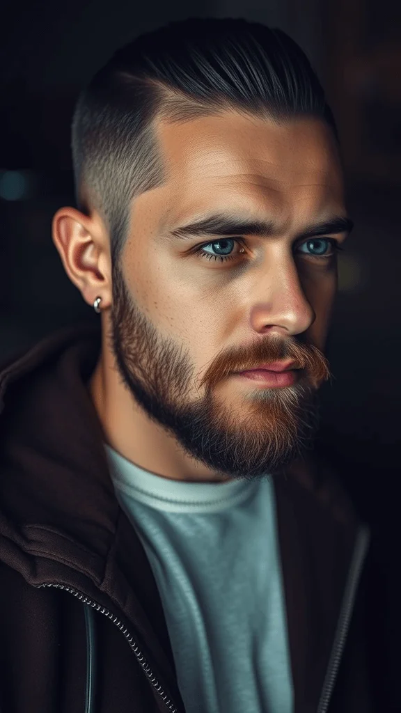 Low Taper Fade with Beard: 